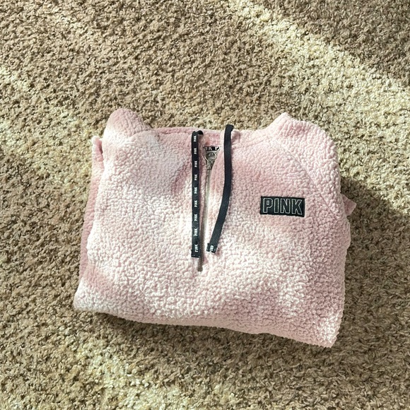 PINK Baby Pink Fleece Quarter Zip Hoodie - Picture 1 of 3